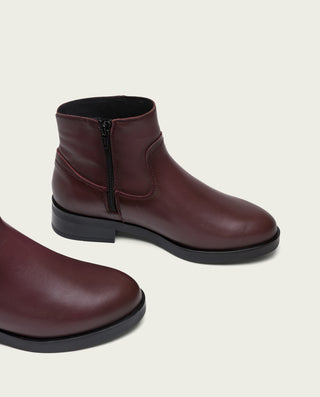 BOTINES DE PIEL BURDEOS CON CREMALLERA EINES