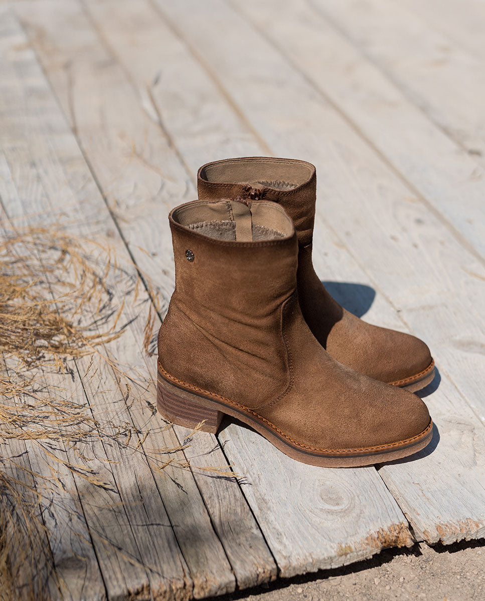 porronet BOTINES DE PIEL MOKA CON CREMALLERA GIUNIA Mejor oferta