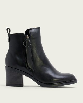BOTINES DE PIEL NEGRA CON CREMALLERA JAELA