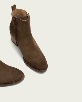 BOTINES DE PIEL MOKA CON CREMALLERA JUNO