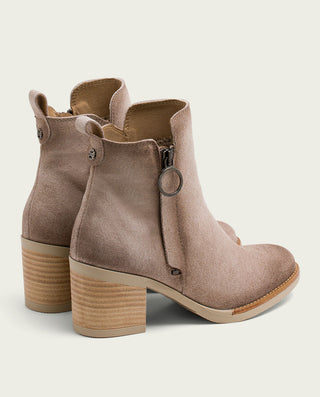 BOTINES DE PIEL ARENA CON CREMALLERA JUNO
