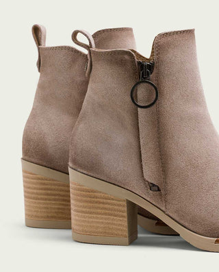 BOTINES DE PIEL ARENA CON CREMALLERA JUNO