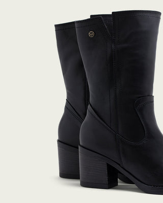 BOTAS DE PIEL NEGRA CON CREMALLERA JANIA