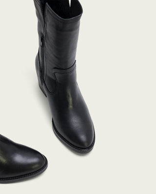 BOTAS DE PIEL NEGRA CON CREMALLERA JANIA