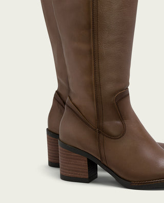 BOTAS DE PIEL TAUPE CON CREMALLERA JEMMA