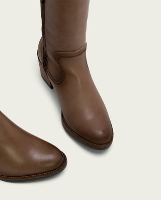 BOTAS DE PIEL TAUPE CON CREMALLERA JEMMA