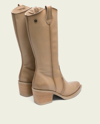 BOTAS COWBOY DE PIEL CAMEL CON CREMALLERA HELGA
