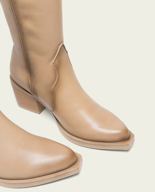 BOTAS COWBOY DE PIEL CAMEL CON CREMALLERA HELGA