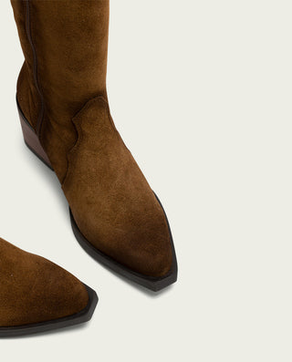 BOTAS COWBOY DE PIEL CUERO CON CREMALLERA HILDA