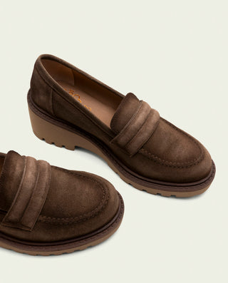 MOCASINES DE PIEL CON CUÑA MOKA LAIA