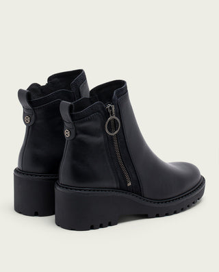 BOTINES DE PIEL CON CUÑA Y CREMALLERA NEGRO LEONA