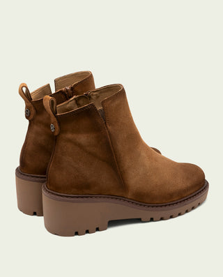 BOTINES DE PIEL CON CUÑA Y CREMALLERA MOKA LIDIA