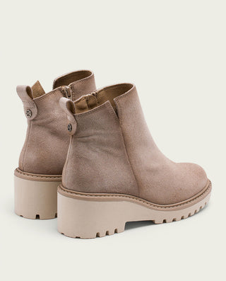 BOTINES DE PIEL CON CUÑA Y CREMALLERA ARENA LIDIA