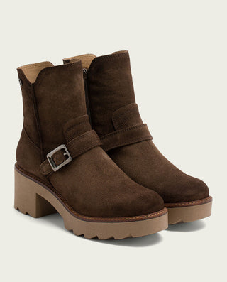 BOTINES DE PIEL CON CREMALLERA MOKA MAR