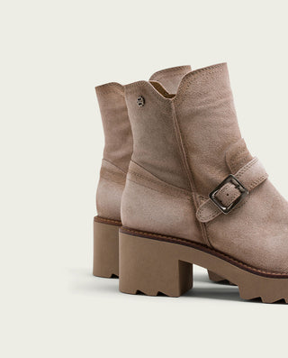 BOTINES DE PIEL CON CREMALLERA ARENA MAR