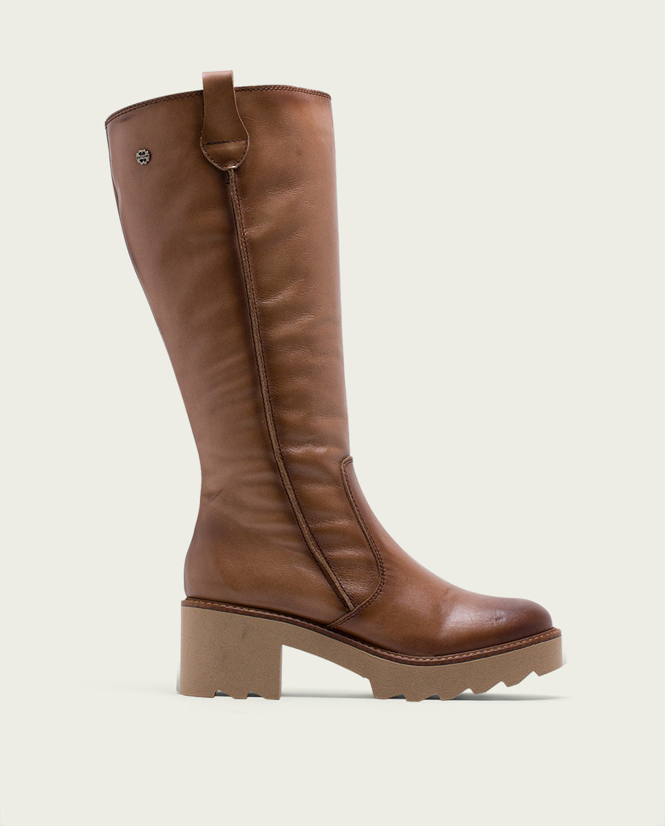 porronet BOTAS DE PIEL CON CREMALLERA TAUPE MAYRA Tienda Calzado