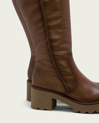 BOTAS DE PIEL CON CREMALLERA TAUPE MAYRA