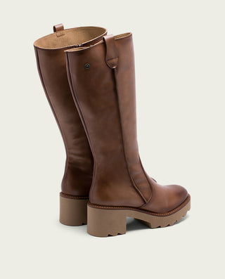 BOTAS DE PIEL CON CREMALLERA TAUPE MAYRA