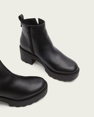 BOTINES DE PIEL CON CREMALLERA NEGRA MILA