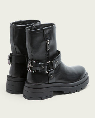 BOTINES TRACK DE PIEL NEGROS CON CREMALLERA NASYA