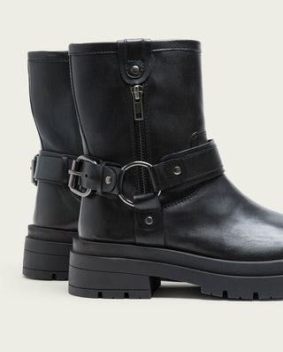 BOTINES TRACK DE PIEL NEGROS CON CREMALLERA NASYA