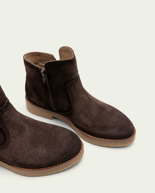 BOTINES DE PIEL MOKA CON CREMALLERA ADELE