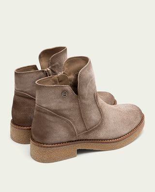 BOTINES DE PIEL ARENA CON CREMALLERA ADELE
