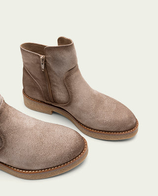 BOTINES DE PIEL ARENA CON CREMALLERA ADELE