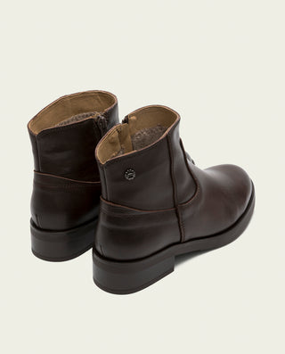 BOTINES DE PIEL MOKA CON CREMALLERA BÁRBARA