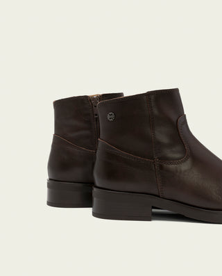BOTINES DE PIEL MOKA CON CREMALLERA BÁRBARA