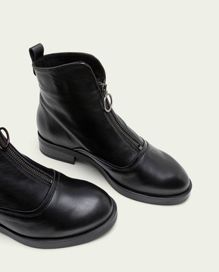 BOTINES DE PIEL NEGROS CON CREMALLERA CENTRAL BEATRIZ