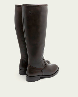 BOTAS ALTAS DE PIEL MOKA CON CREMALLERA BELÉN