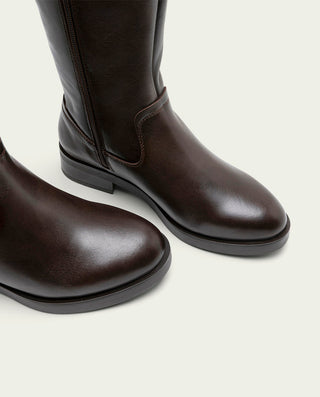 BOTAS ALTAS DE PIEL MOKA CON CREMALLERA BELÉN