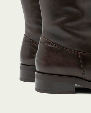 BOTAS ALTAS DE PIEL MOKA CON CREMALLERA BELÉN