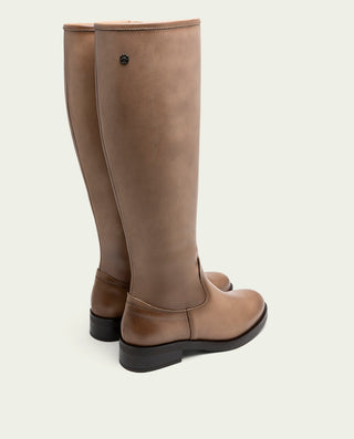 BOTAS ALTAS DE PIEL TAUPE CON CREMALLERA BELÉN