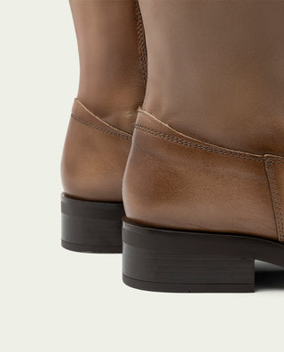 BOTAS ALTAS DE PIEL TAUPE CON CREMALLERA BELÉN