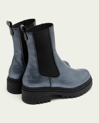 BOTINES DE PIEL METALIZADA PLOMO CON ELÁSTICOS CAMILA