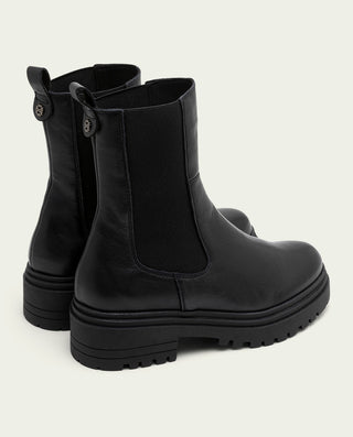 BOTINES DE PIEL NEGROS CON ELÁSTICOS CAROL