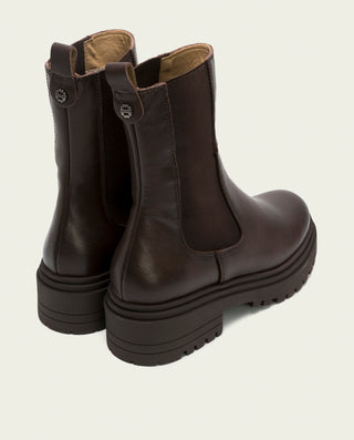 BOTINES DE PIEL MOKA CON ELÁSTICOS CAROL