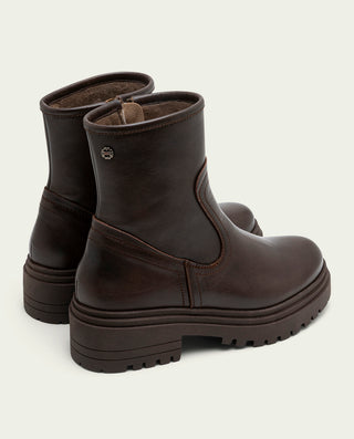 BOTINES DE PIEL MOKA CON CREMALLERA CLARA