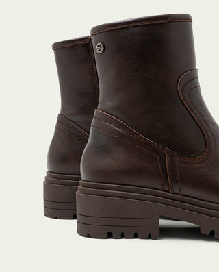 BOTINES DE PIEL MOKA CON CREMALLERA CLARA