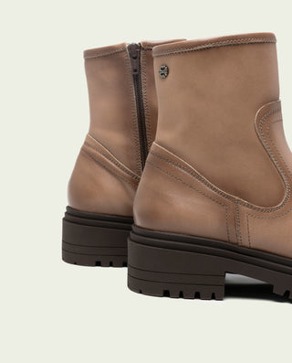 BOTINES DE PIEL TAUPE CON CREMALLERA CLARA