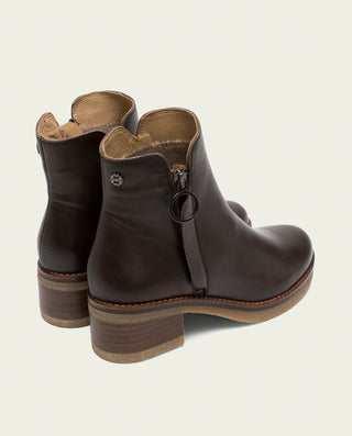 BOTINES DE PIEL MOKA CON CREMALLERA DELIA