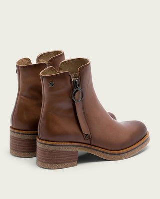 BOTINES DE PIEL TAUPE CON CREMALLERA DELIA