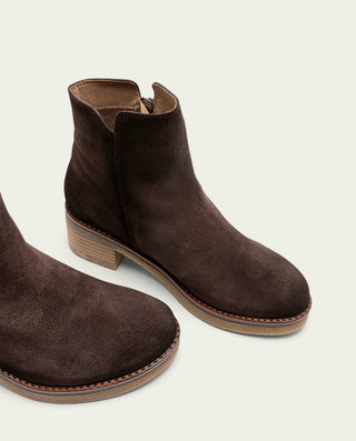 BOTINES DE PIEL MOKA CON CREMALLERA DIANA