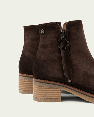 BOTINES DE PIEL MOKA CON CREMALLERA DIANA