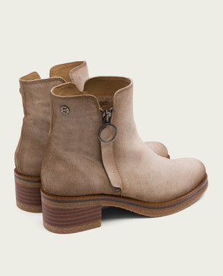 BOTINES DE PIEL ARENA CON CREMALLERA DIANA