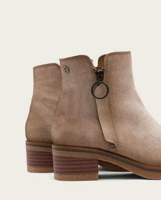 BOTINES DE PIEL ARENA CON CREMALLERA DIANA