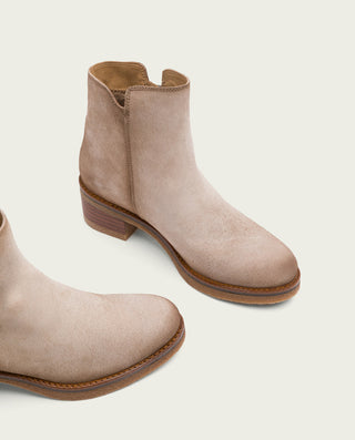 BOTINES DE PIEL ARENA CON CREMALLERA DIANA