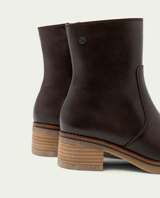 BOTINES DE PIEL MOKA CON CREMALLERA DENISE